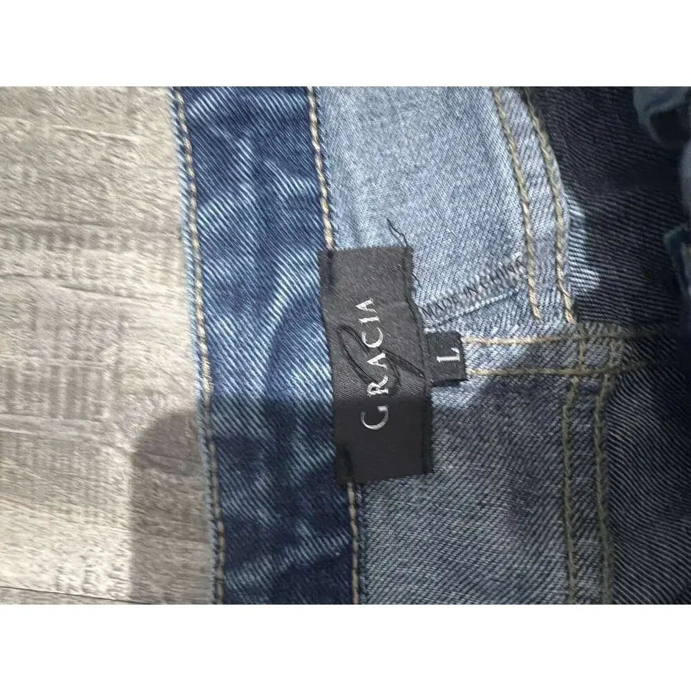 Gracia Women Distressed Denim Shorts Blue Size Large A000497